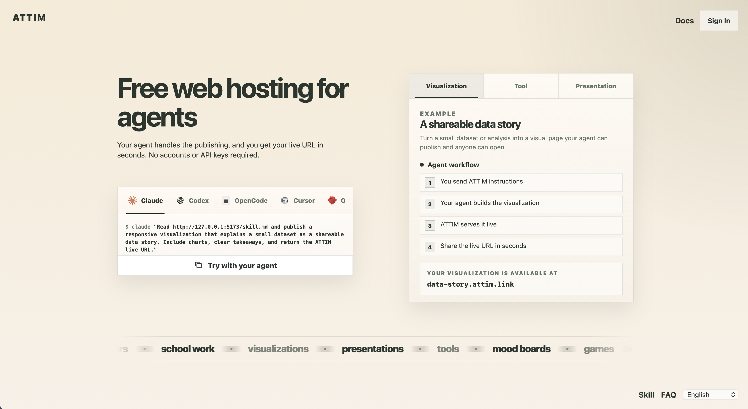 ATTIM landing page preview